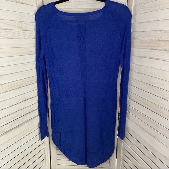 Kaisley Deep Vibrant Blue Long Sleeve High Low Long Sleeve Shirt Mini Dress XS - Picture 3 of 10